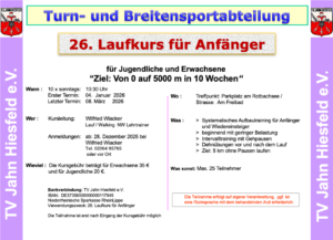 Mehr über den Artikel erfahren 26. Laufkurs für Anfänger: Start im Januar 2026
